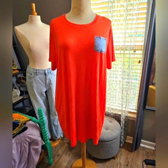 Tommy Hilfiger Oversized Fit Orange T-Shirt Dress - Size 3X - Picture 1 of 5